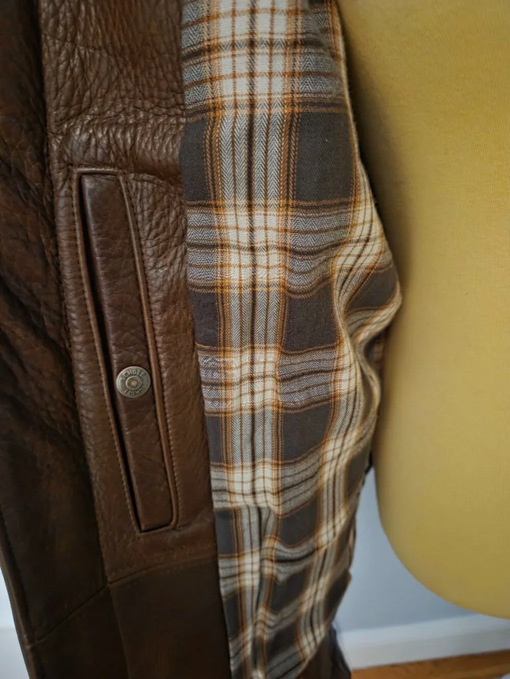 Schott NYC Waxed Natural Pebbled Cowhide Cafe Racer Jacket